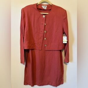 NY Sa’ke Salmon Colored Dress and Jacket Set. Size 16. NWT